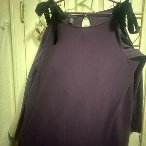 INC International Concepts Purple Dress with Black Shoulder Bows